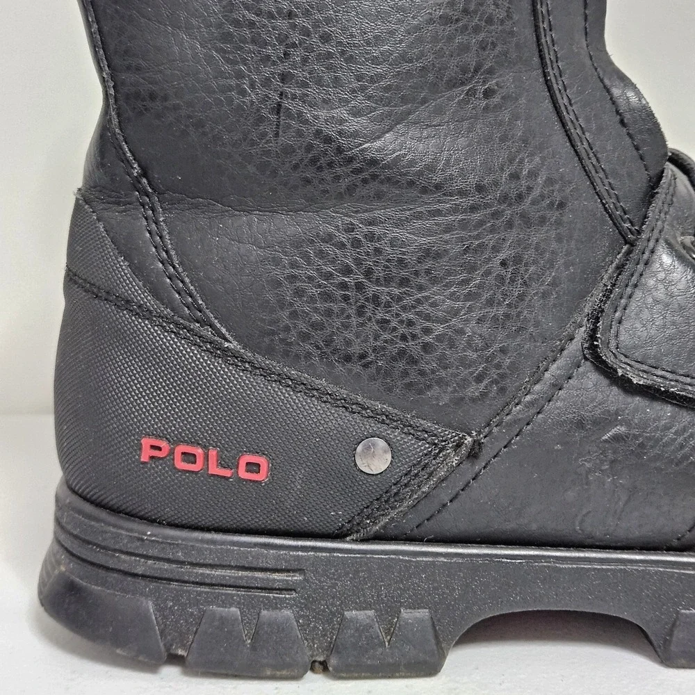 Polo Ralph Lauren Boots Mens 10.5 Black Darrance II Leather Dual Zip Duck Boots